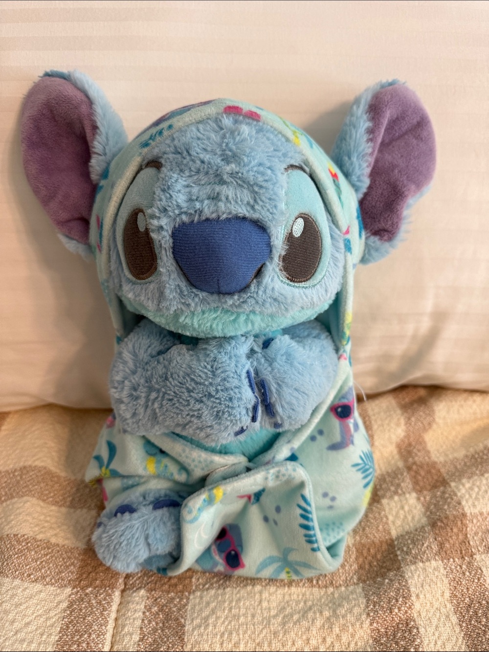 Disney Blue & Purple Stitch Plush with Patterned Hood